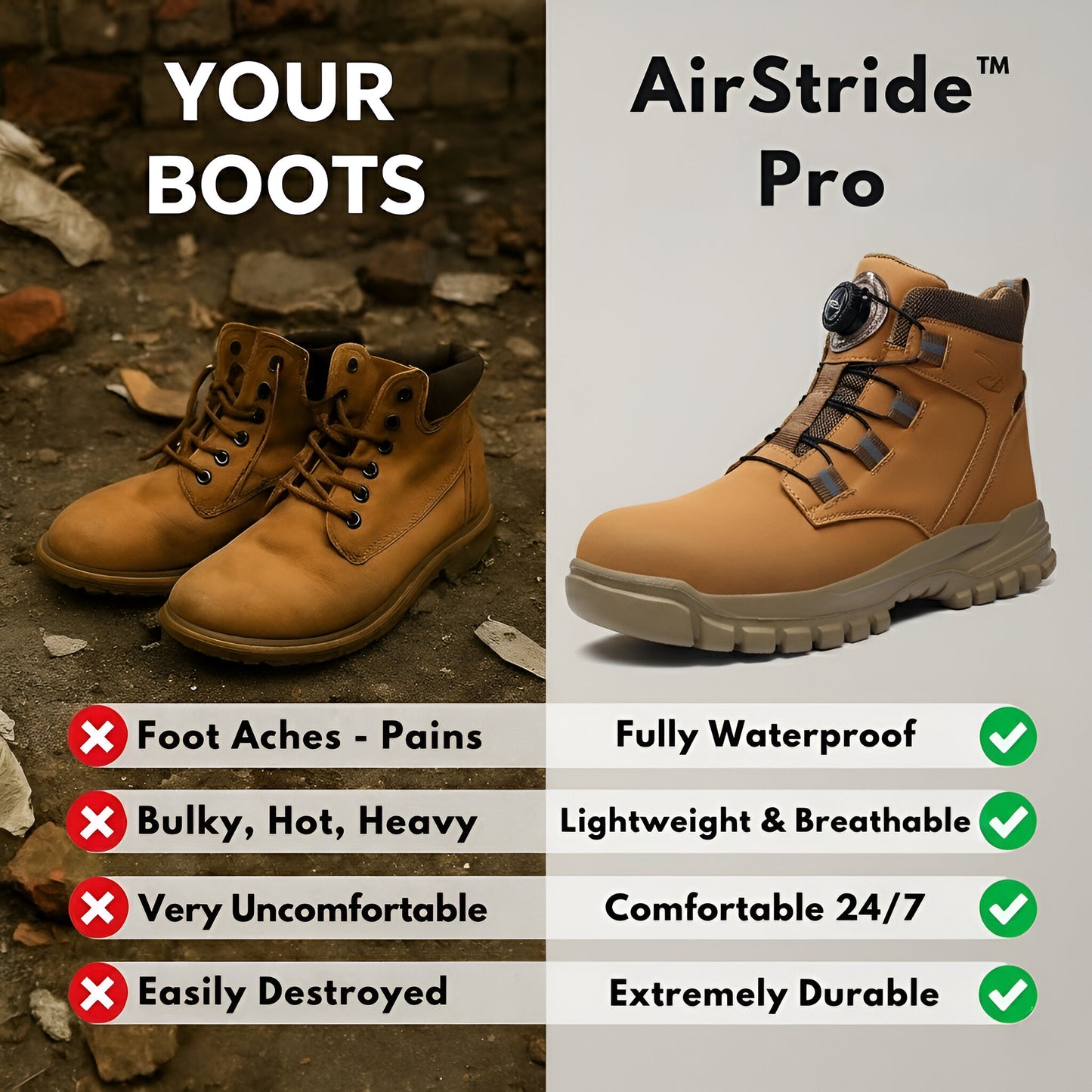 AirStride™ Pro Safety Boots - Wheat Tan
